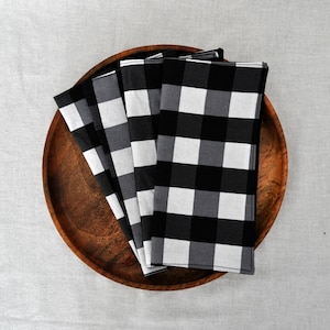 Black Buffalo Pattern Cloth Napkins | Tableware, Dinner Party, Sustainable Swaps, Modern Design, Apartment Gifts