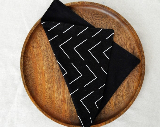Simple Monochrome Black Cloth Napkins Double Sided 2 Ply Etsy