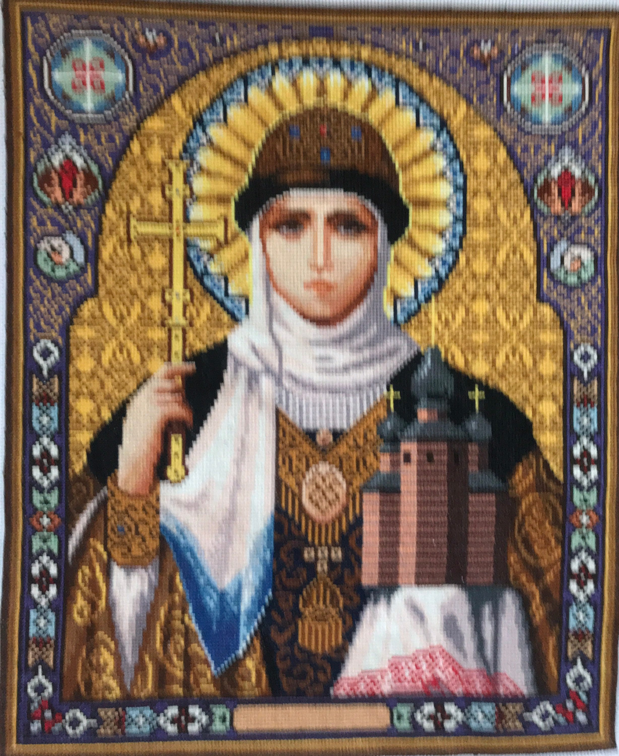 Religious Wall Tapestry, Cross Stitch Completed, Kievan Rus, Embroidery