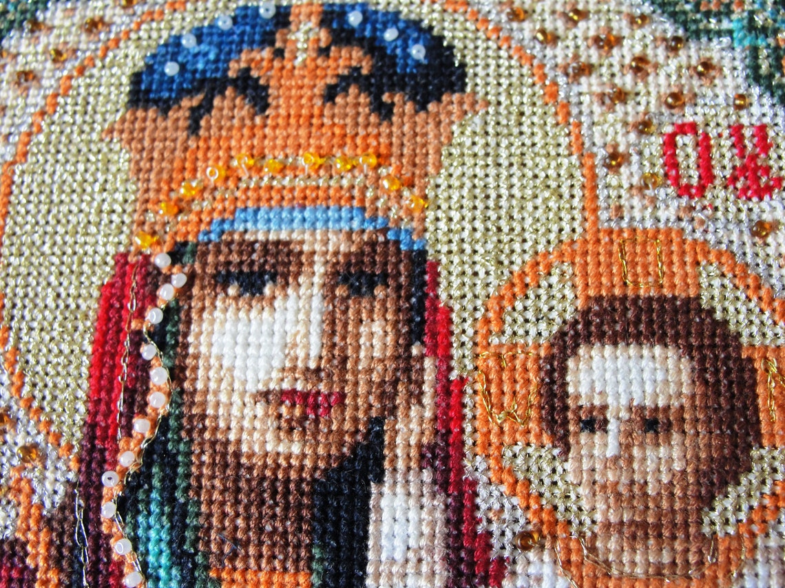 Saint Mary Art, Needlepoint Canvas Hand Painted, Cross Stitch Finished