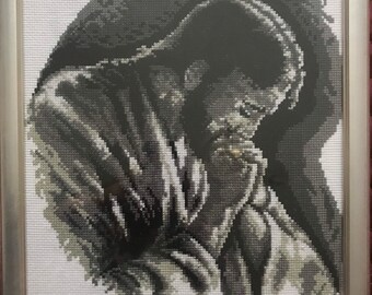 Punto croce finito, completato, dipinto ricamato a mano, punto croce Gesù Cristo, nostro Salvatore