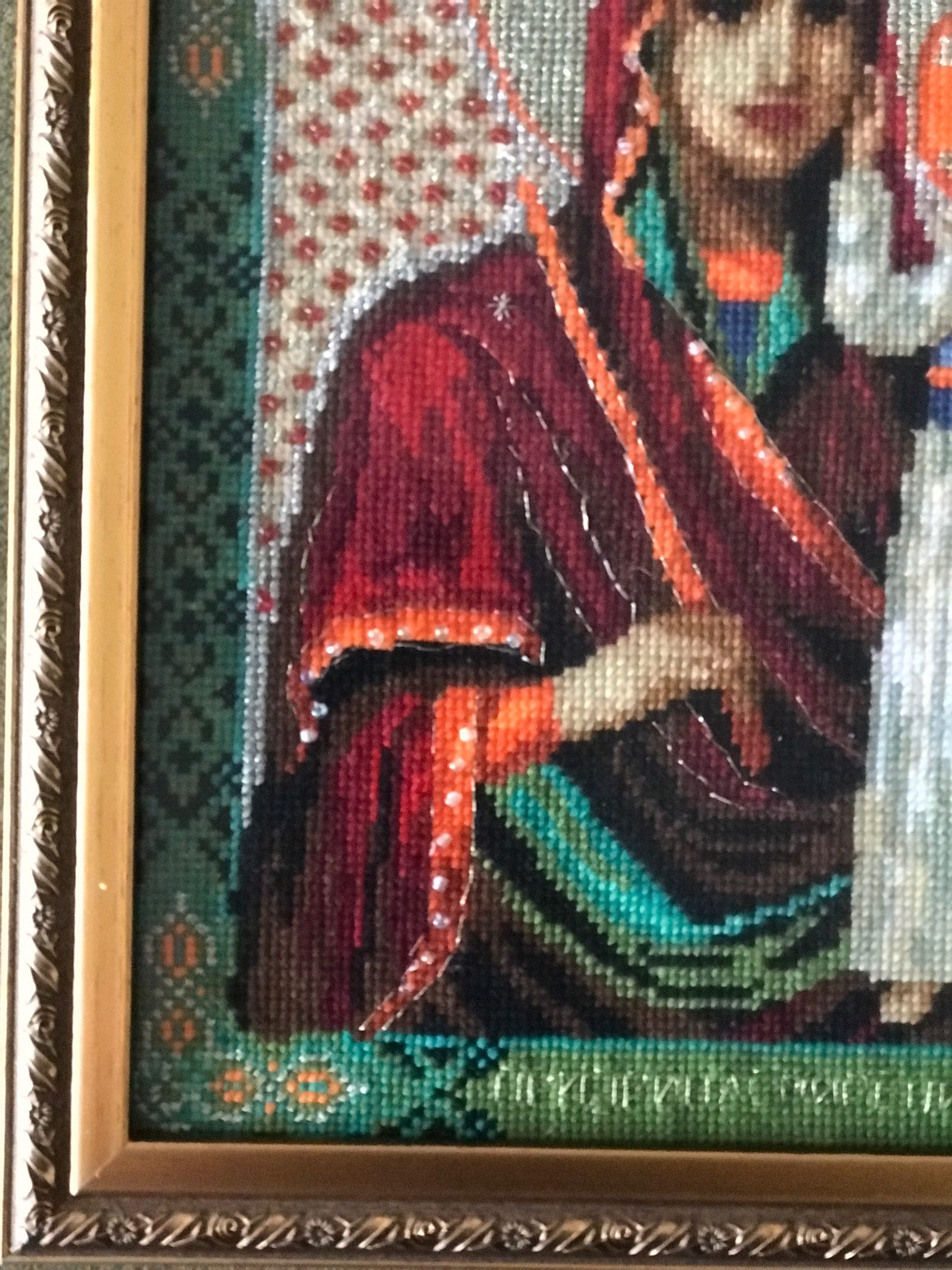 Saint Mary Art, Needlepoint Canvas Hand Painted, Cross Stitch Finished ...