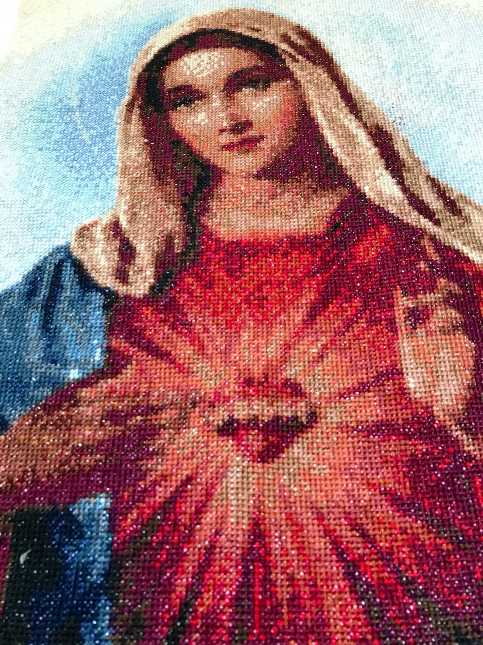 Holy Virgin Mary Immaculate Heart/ Sacred Heart of Mary/ Cross Etsy