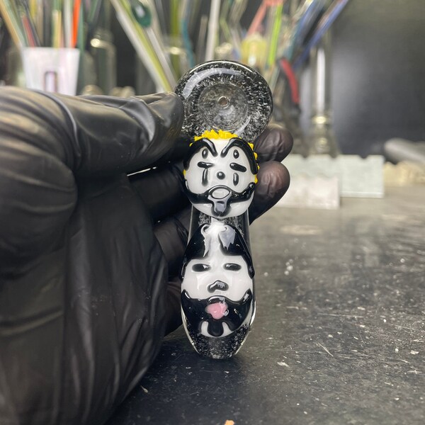Two Clown Faces Glass Pipe