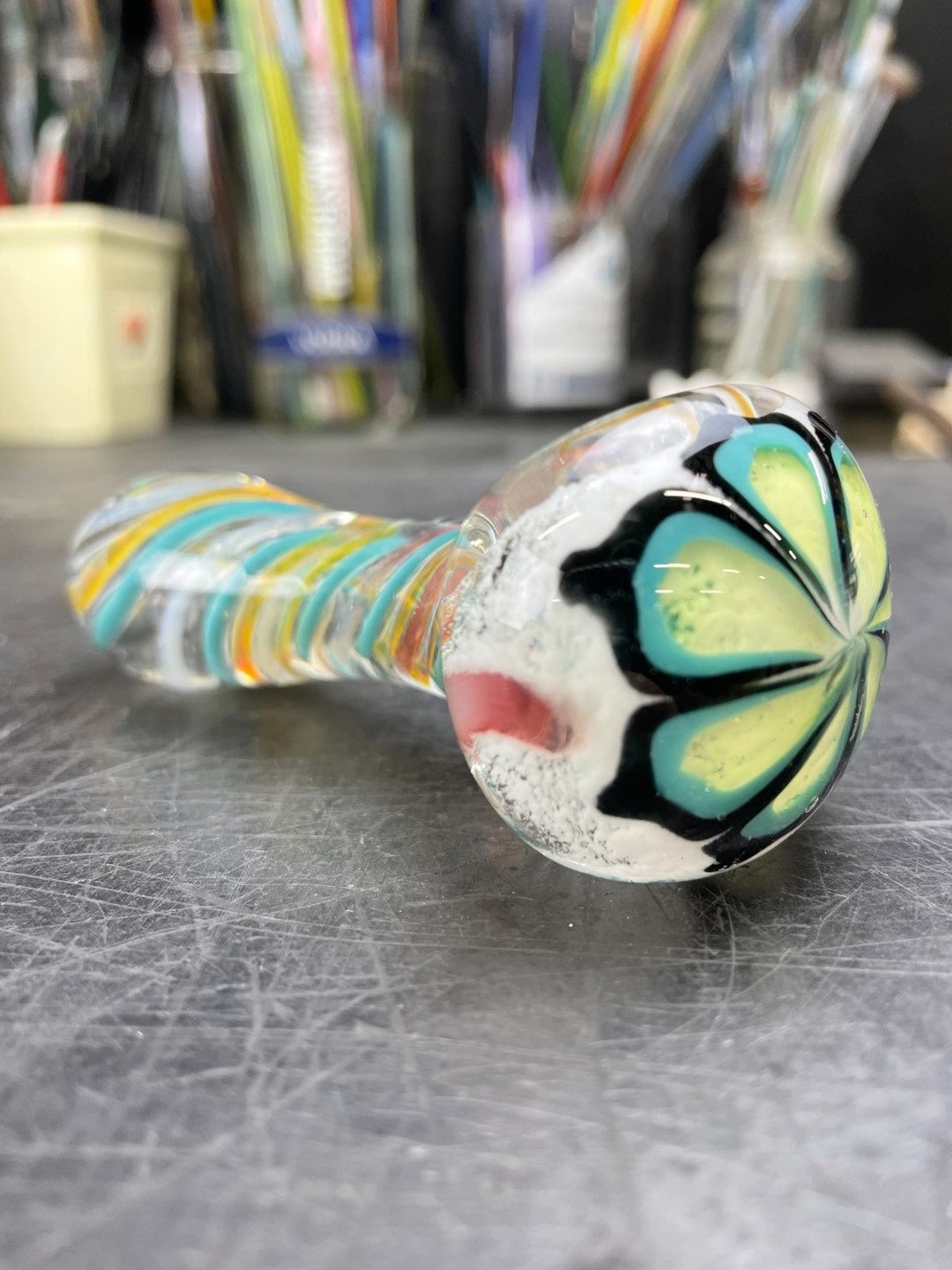 Cute and Unique Flower Glass Pipe W/ Swirls Etsy