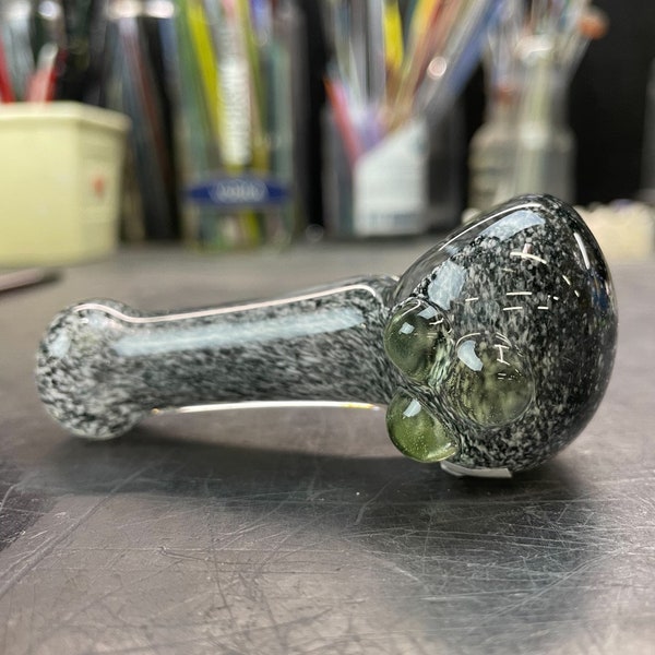 Black And White Frit Glass Pipe