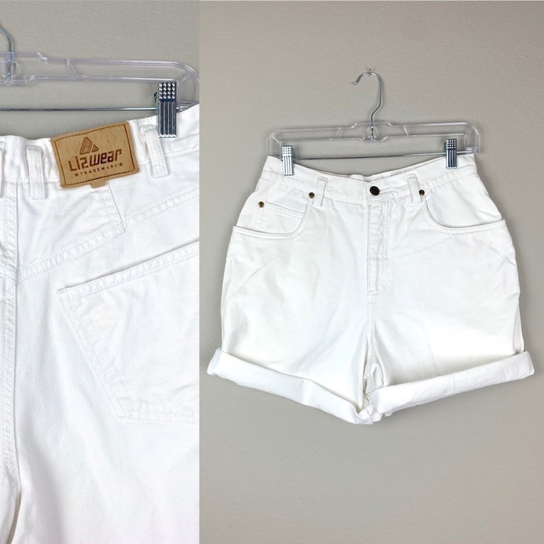 White Mom Jean Shorts From The 90s High Waisted White Denim Shorts SmallMedium Stranger Things Costume