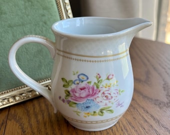 Jarra de leche/nata Vintage Bouquet / Vajilla de cerámica italiana / Apta para lavavajillas y microondas