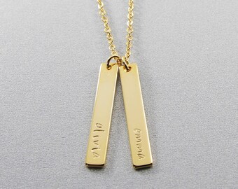 Personalized Name Bar Necklace | Mothers Day Gift | Vertical Bar | Gift for Her & Friends | Graduation Gift | Roman Numeral | Coordinate