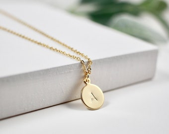 Personalized Initial Necklace • Custom Disc Necklace • Monogram Necklace • Bridesmaid Gift • Hand Stamped Necklace • Coin Necklace • For Her