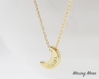 Personalized Moon Necklace • Name Necklace • Valentines day gift • Moon Necklace • Initial Necklace • Custom Necklace • Bridesmaid Gift