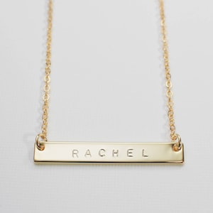 Personalized Bar Necklace: Hand Stamped Name, Initial Necklace