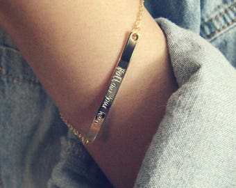 Custom Inspirational Bracelet • Hand Stamped Bar • Personalized Bar Bracelet • Long Bar Bracelet • Gift for Her • Best Friends Gift