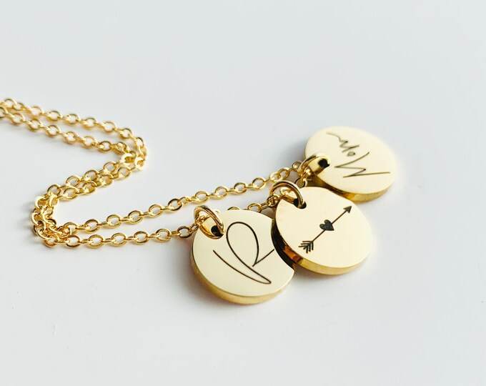 Personalized Disc Necklace • Initial Disk Necklace • Custom Necklace • Bridesmaid Gift • Mothers Day Gift • Personalized Initial Necklace