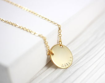 initial and circle necklace in silver or gold mothers day gift, Halo necklace Personalized disc necklace karla disc necklace