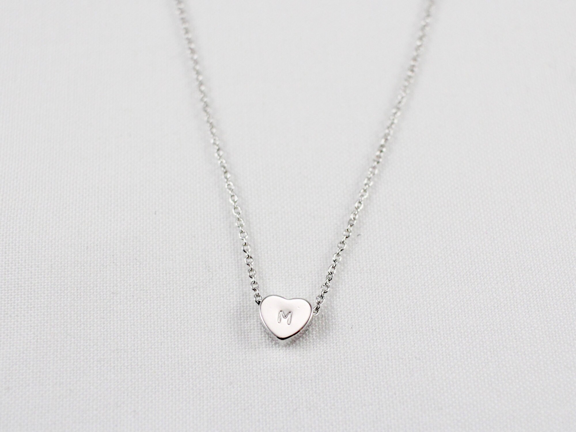 Heart Initial Necklace Personalized Heart Necklace Tiny Etsy