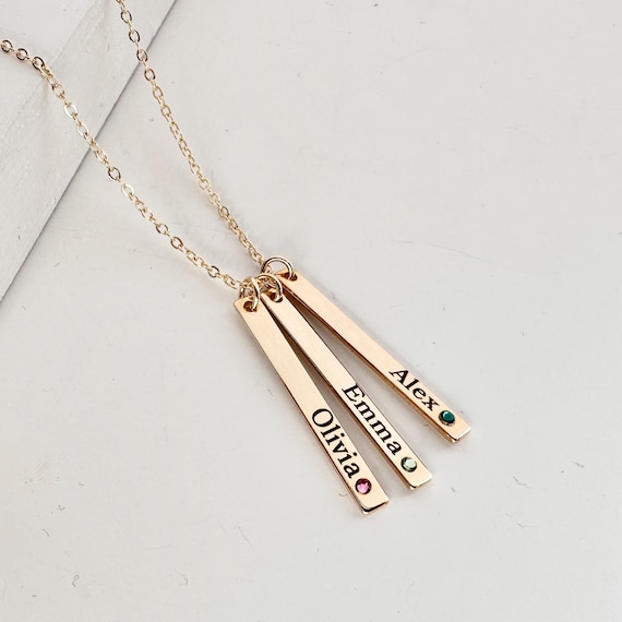 Vertical bar hotsell birthstone necklace