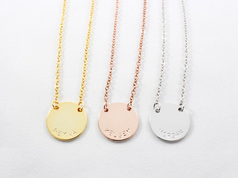 Custom Name Disc Necklace Personalized Disc Necklace Etsy