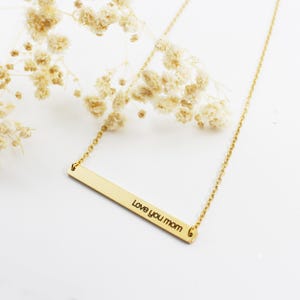 Personalized Bar Necklace: Engraved Stainless Steel Jewelry Gift, Long Pendant, For Her