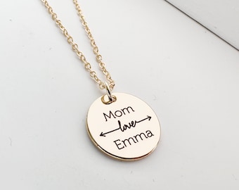 Personalized Disc Necklace • Arrow Necklace • Gift for Mom • Name Initial Necklace • Custom Disc • Friendship Jewelry • Best Friends Gift