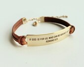 Leather Bracelet Personalized Bar Bracelet Bible Verse Bracelet Custom Name Best Friends Gift Gift for Him Roman Numerals Bar