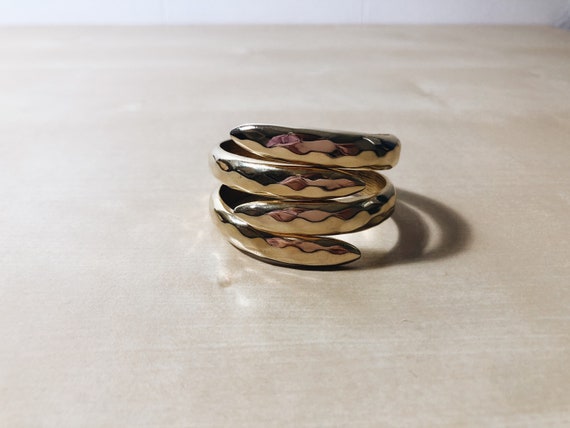 Gold Tone Hammered Cuff - image 2