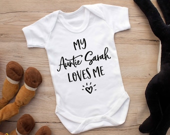 i love my auntie personalised baby grow