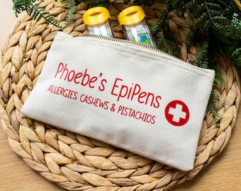 Personalized EpiPen Case | 100% Cotton Canvas, Medical Accessory Pouch Inhalers