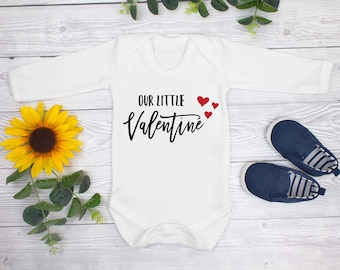 Personalized First Valentine's Day Baby Bodysuit: Cotton Long Sleeve Baby Grow