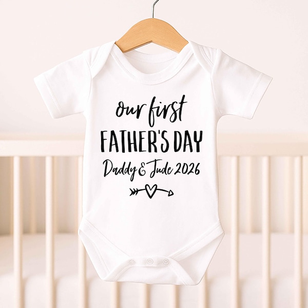 Personalized First Father's Day Baby Bodysuit: Custom Cotton Baby Grow