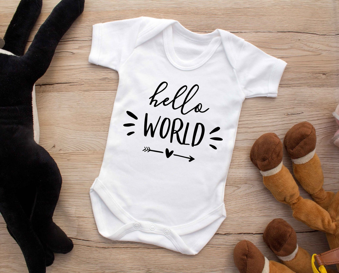 New Baby Gift Cute Baby Clothes Hello World Cotton Bodysuit Etsy