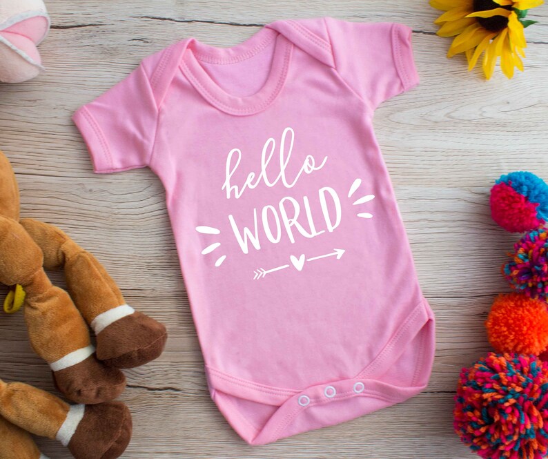 New Baby Gift Cute Baby Clothes Hello World Cotton Bodysuit Etsy
