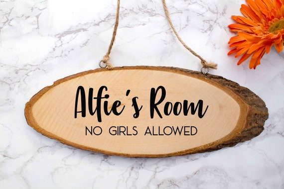 Wooden Name Sign Hanging Bedroom Door Sign With Personalised Name Funny Sign For Boys Room