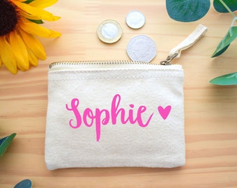 Personalized Kids Coin Purse: Custom Name, Cotton Canvas