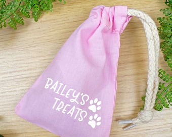 Personalized Dog Treat Bag: Handmade Cotton Drawstring Pouch