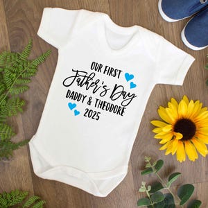 Father&#39;s Day Gift | First Fathers Day 2025 | Personalised First Father&#39;s Day Cotton Long Sleeved Bodysuit Baby Grow