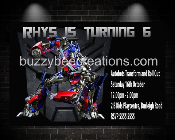 Transformers Invitation Optimus Prime Invitation Etsy