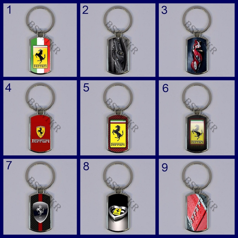 Ferrari car logo emblem metal keychain keyring key ring keyholder key holder