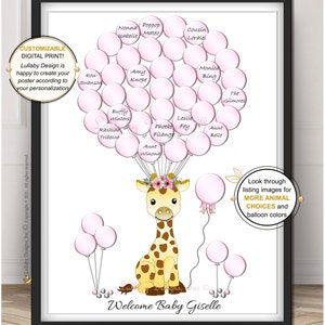 Giraffe Baby Shower, Guest Book, Girl Baby Shower, Giraffe Wall Art ...
