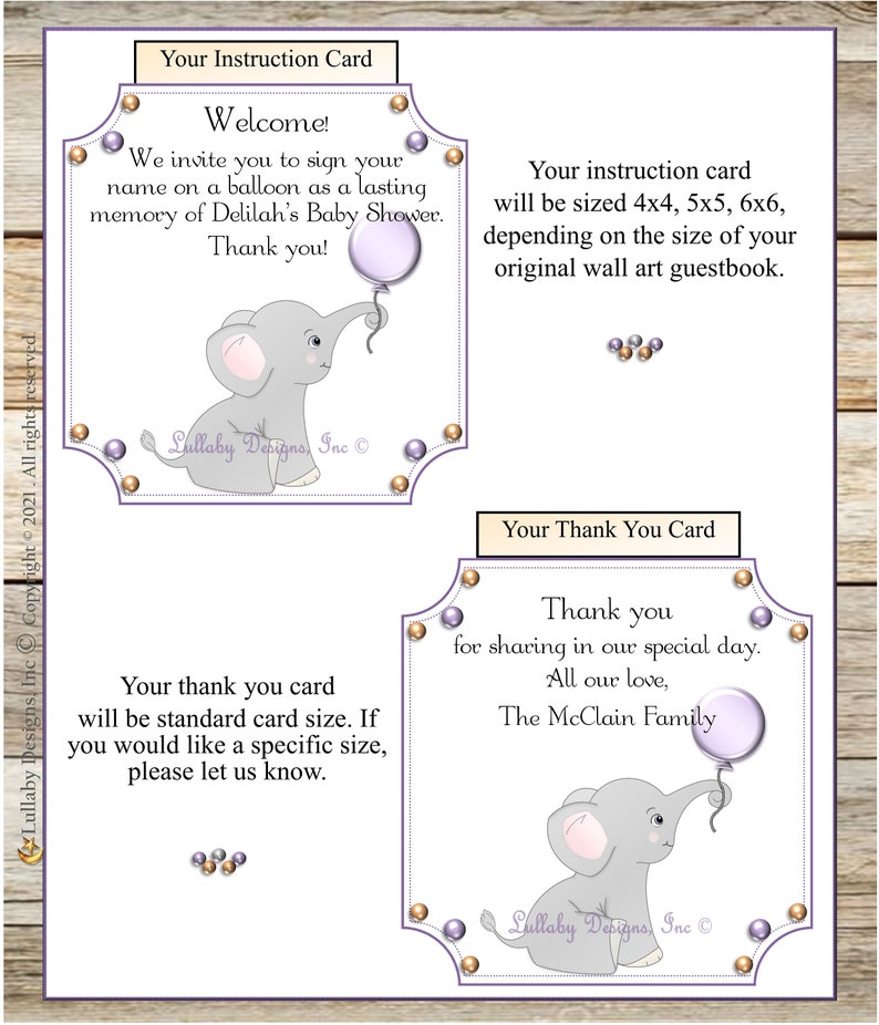 Lavender Elephant Baby Shower Guest Book Lavender Purple Etsy