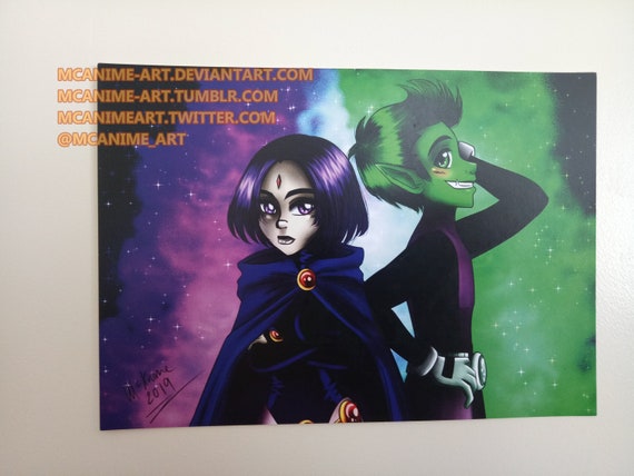 Teen Titans Beast Boy And Raven A5 Print Etsy