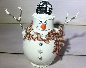 Recycled Light Bulb Snowman Ornament: Handmade Christmas Decor