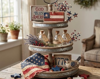 Handcrafted Rustic Wooden American Flag – Small Patriotic Décor shelf sitter