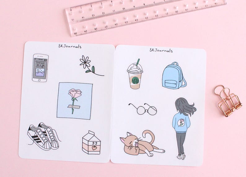 aesthetic stickers for bullet journals and planners etsy