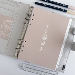 Minimal Moon Phase Planner Dashboard | Planner Accessories | Personal Planner | Diskbound | Pocket Planner