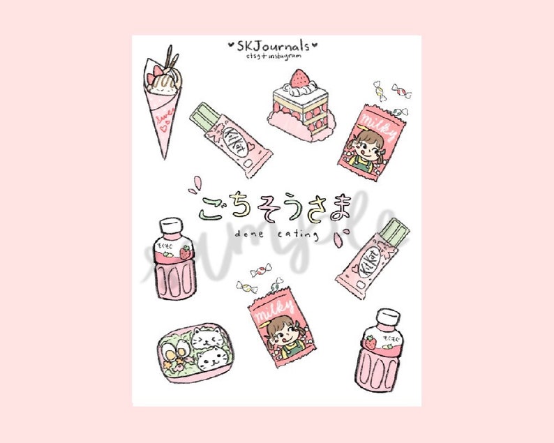 aesthetic japanese food stickers for bullet journals and etsy