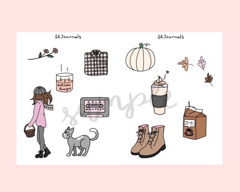 aesthetic fall stickers for bullet journals and planners