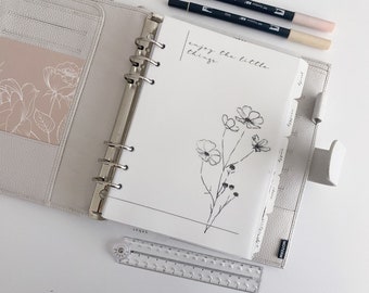 Minimal Floral Planner Dashboard Transparent | Planner Accessories | Personal Planner | Diskbound | Pocket Planner