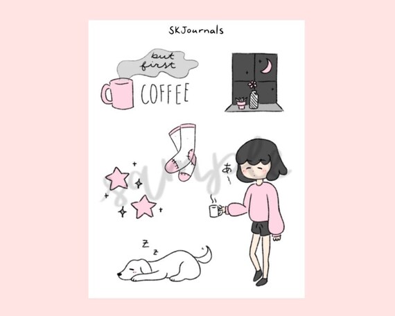 aesthetic stickers for bullet journals and planners etsy