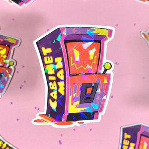 Lemon Demon Cabinet Man inspirado en pegatina troquelada, pegatina de vinilo holográfica de 3"